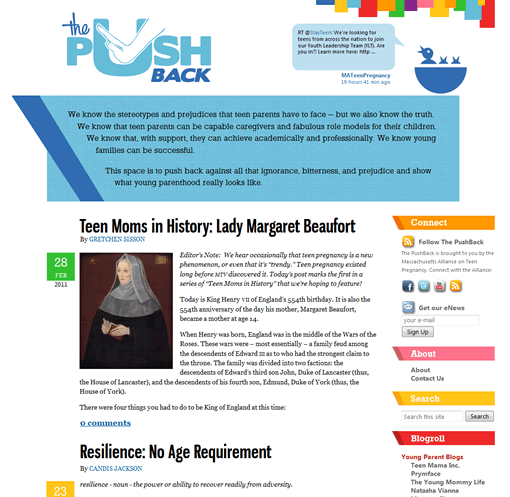 The PushBack home page